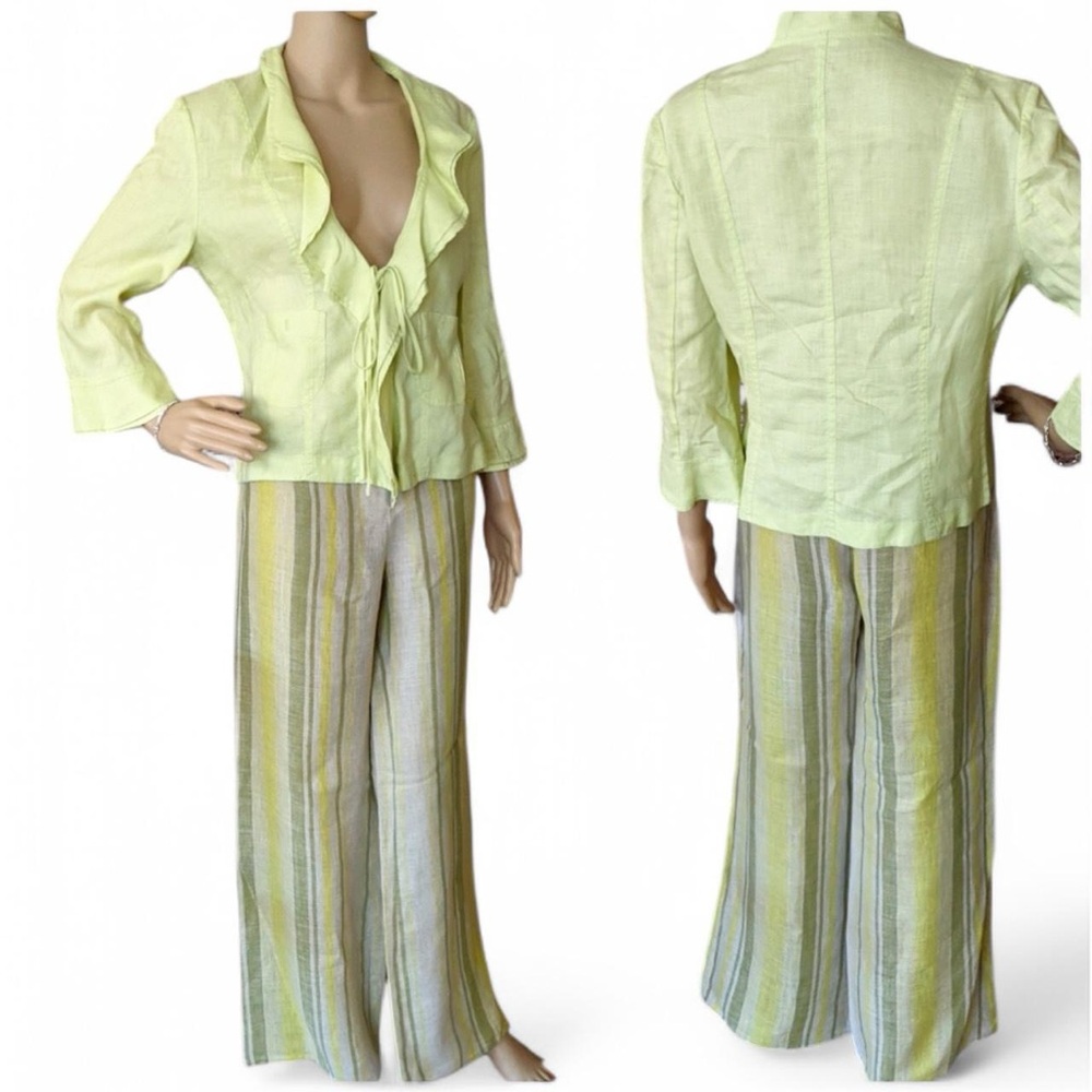 Philippe Adec Striped Linen Jacket & Pant Set - image 3